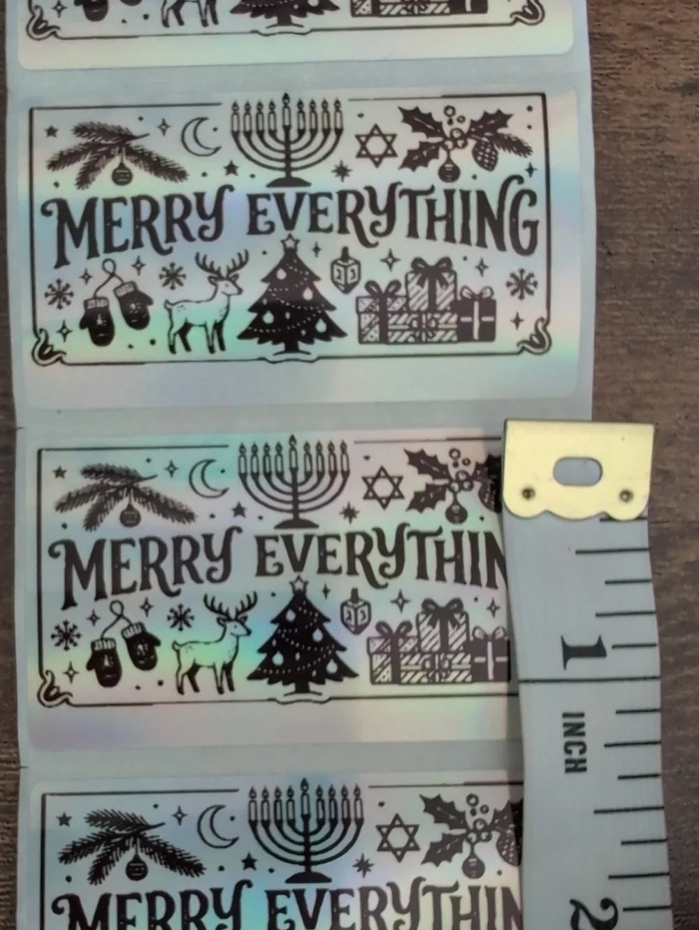 Merry Everything Silver Holiday Stickers Bundle of 50 2.2 Inch X 1.3 Inch